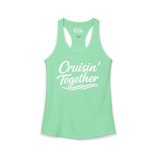 Cruisin Together Group Unity Shirt with Bold Script and Wave Design Ladies Tank - Best Cruise Shirts