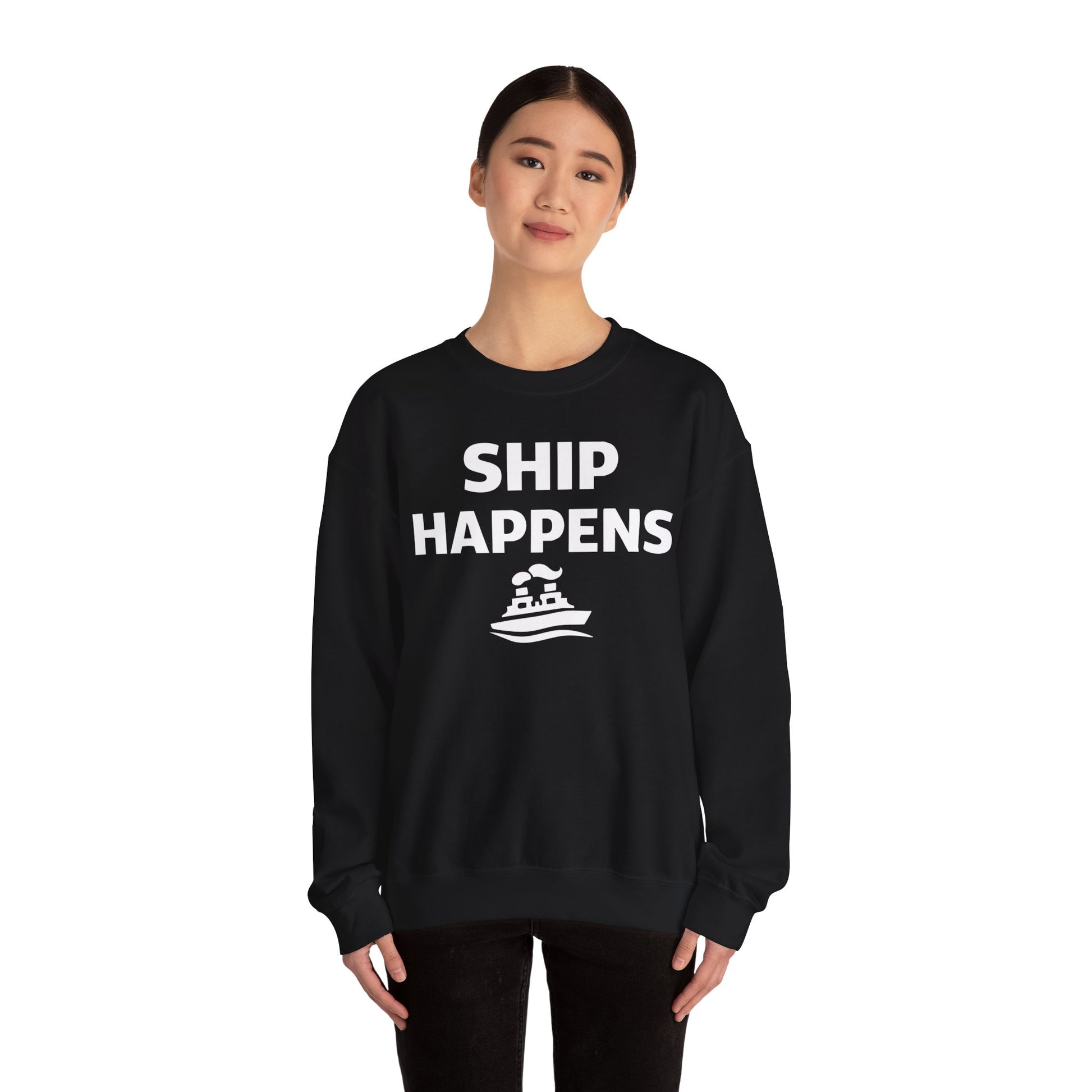 Ship Happens Shirt - Funny Cruise Ship Pun Tee With Simple Ship Graphic Sweatshirt - View 4 - Best Cruise Shirts
