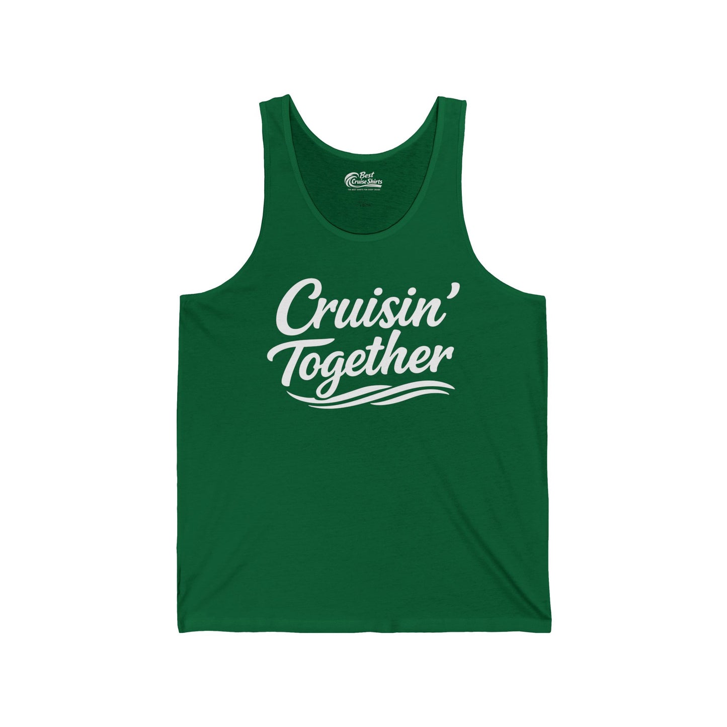 Cruisin Together Group Unity Shirt with Bold Script and Wave Design Tank Top - View 4 - Best Cruise Shirts