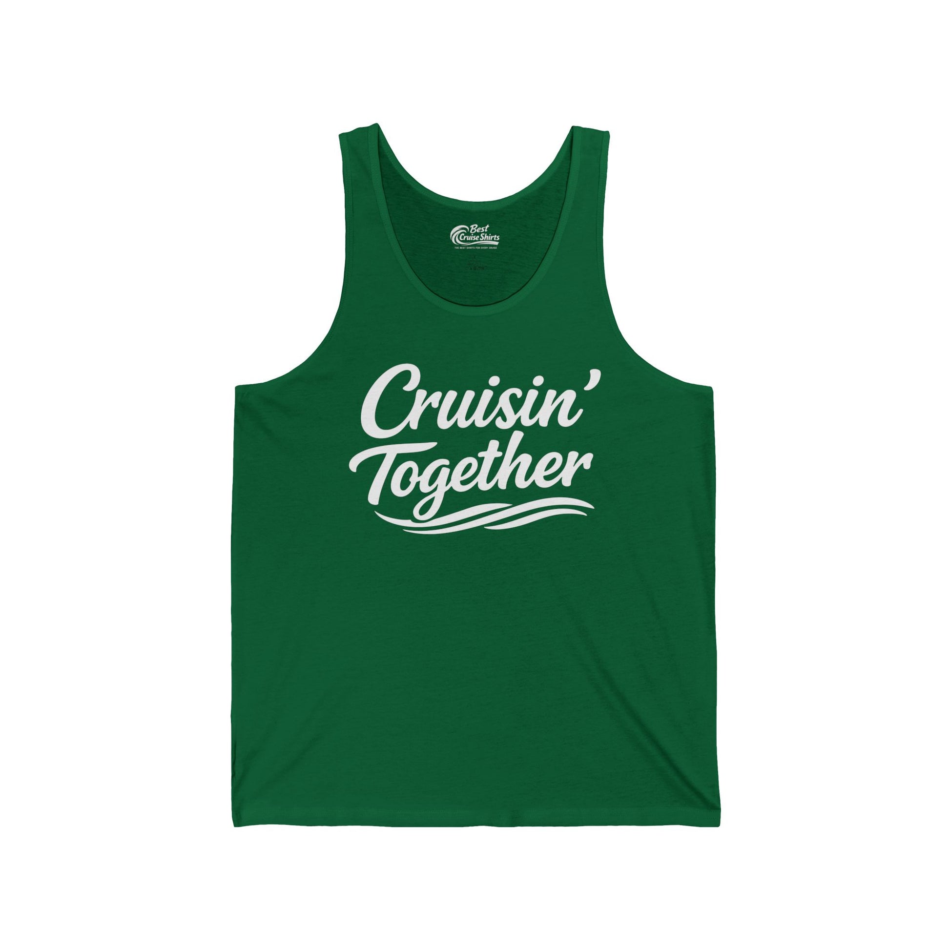 Cruisin Together Group Unity Shirt with Bold Script and Wave Design Tank Top - View 4 - Best Cruise Shirts