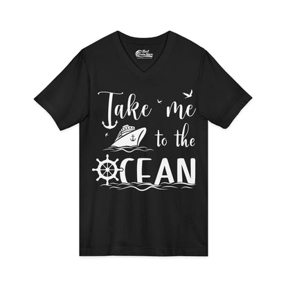 Take Me to the Ocean Nautical Cruise Ship Anchor Wheel Shirt V-Neck - View 3 - Best Cruise Shirts