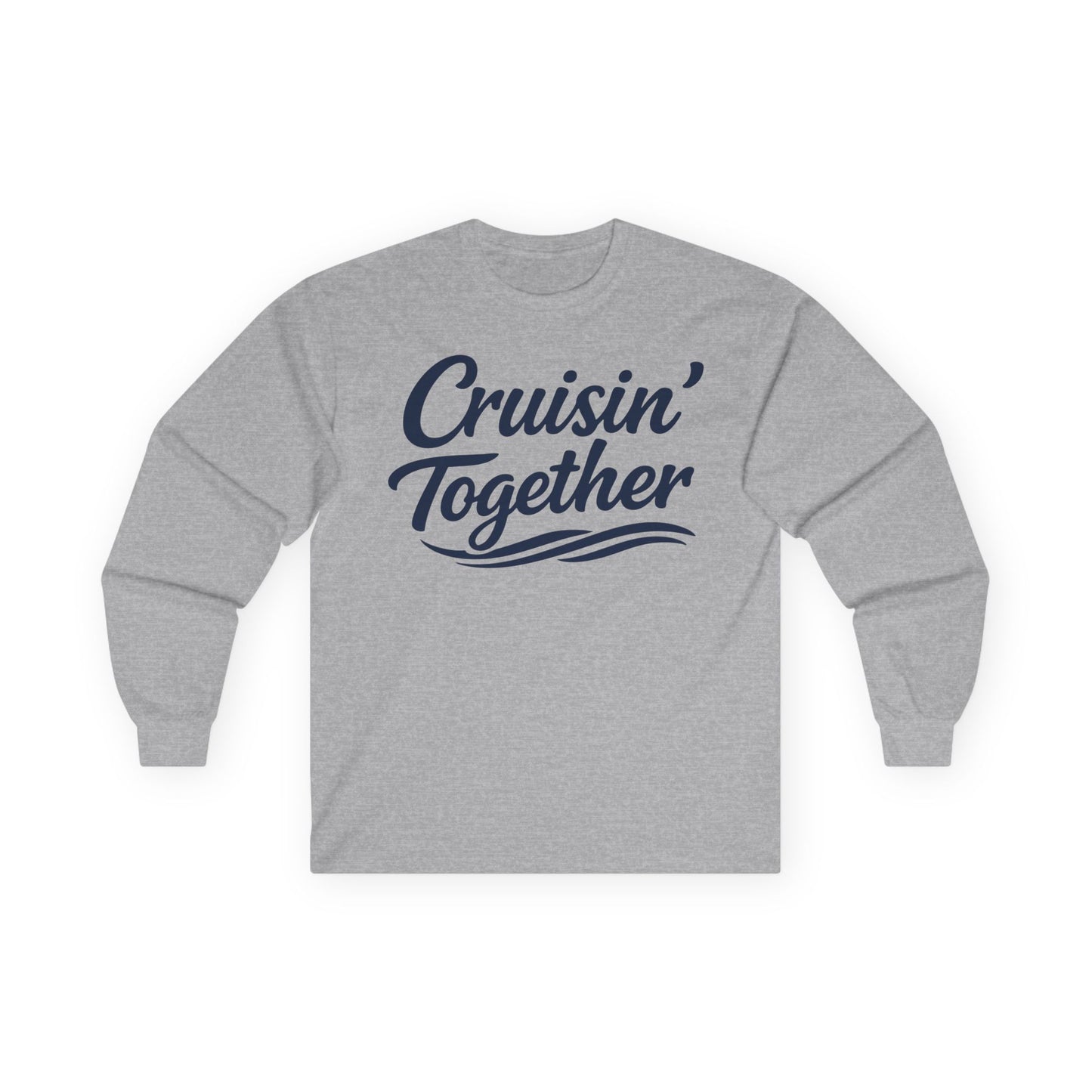 Cruisin Together Group Unity Shirt with Bold Script and Wave Design Long Sleeve - View 4 - Best Cruise Shirts