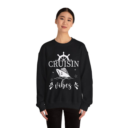 Cruisin Vibes Nautical Ocean Adventure Shirt - Bold Line Art Design Sweatshirt - View 4 - Best Cruise Shirts