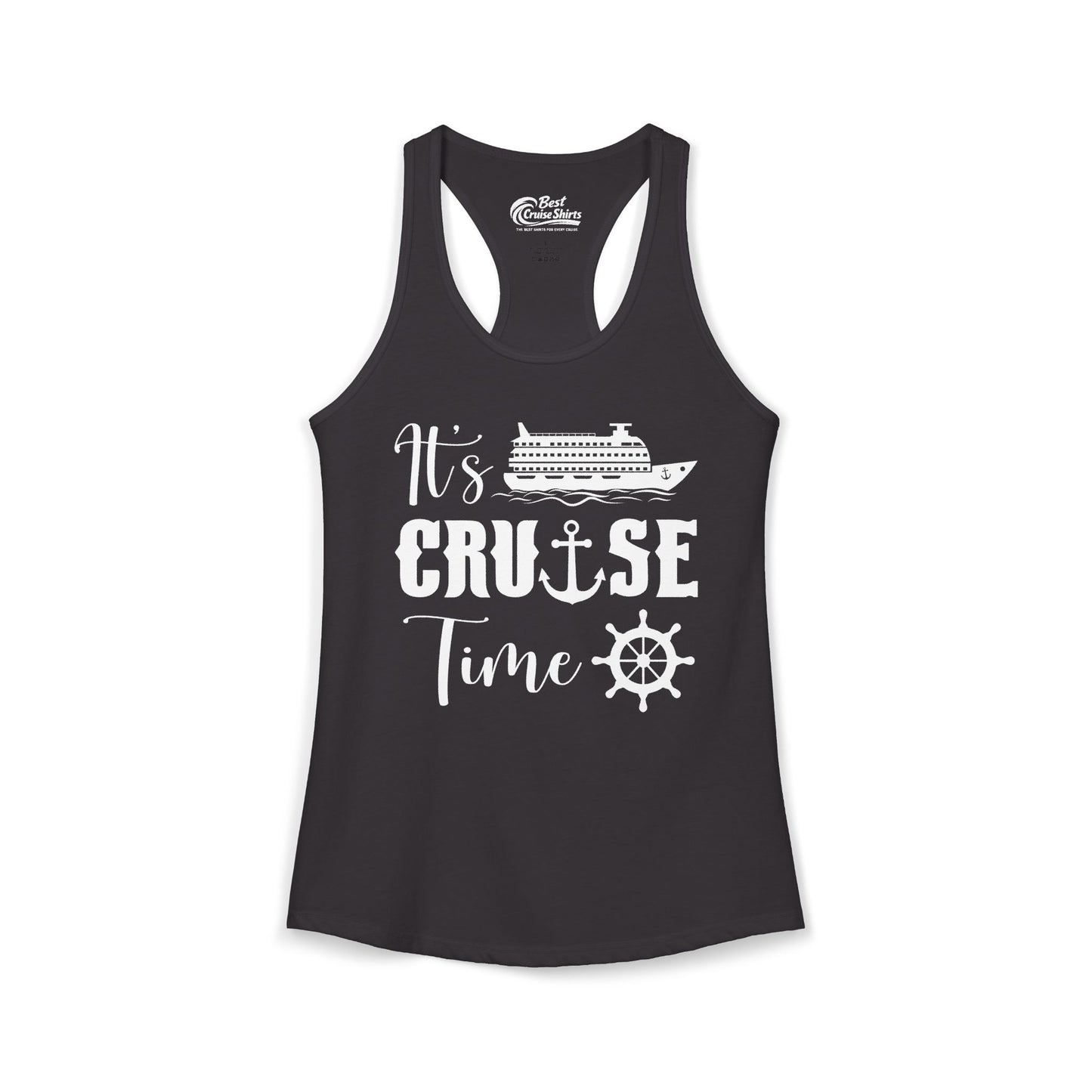 It’s Cruise Time Shirt - Nautical Ship Anchor Wheel Bold Graphic Ladies Tank - Best Cruise Shirts