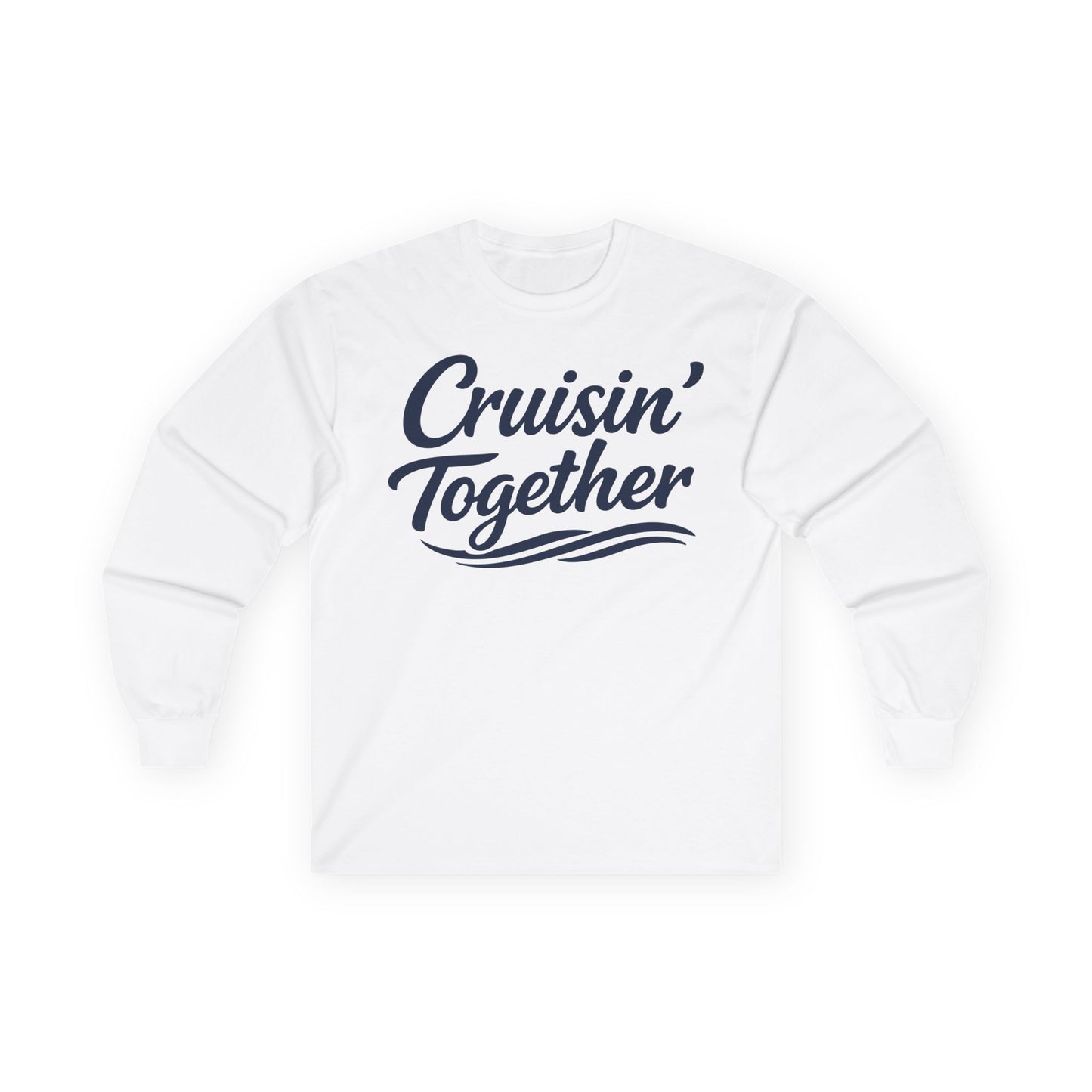 Cruisin Together Group Unity Shirt with Bold Script and Wave Design Long Sleeve - View 2 - Best Cruise Shirts