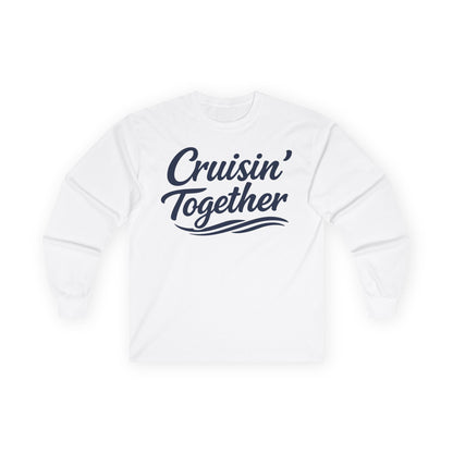 Cruisin Together Group Unity Shirt with Bold Script and Wave Design Long Sleeve - View 2 - Best Cruise Shirts