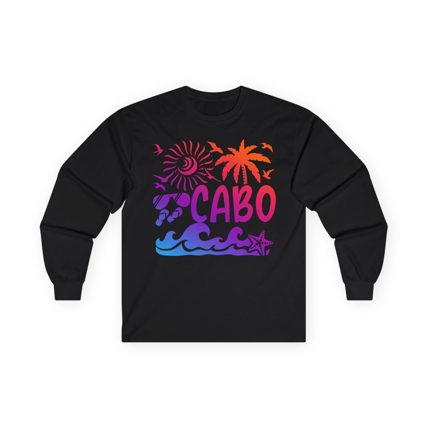 Cabo San Lucas Shirt - Tropical Sunset Palm Beach Vacation Graphic Tee Long Sleeve - Best Cruise Shirts