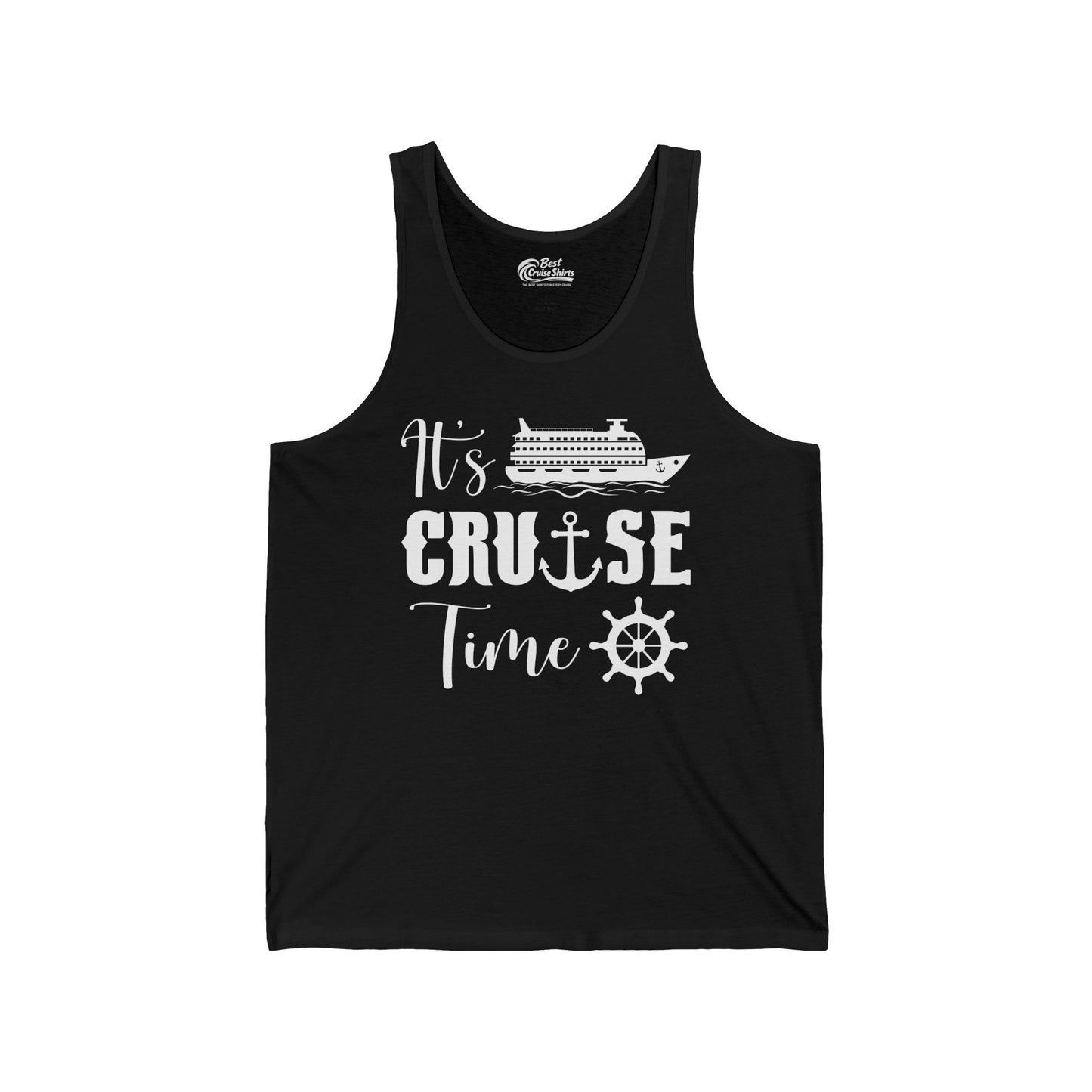 It’s Cruise Time Shirt - Nautical Ship Anchor Wheel Bold Graphic Tank Top - View 2 - Best Cruise Shirts