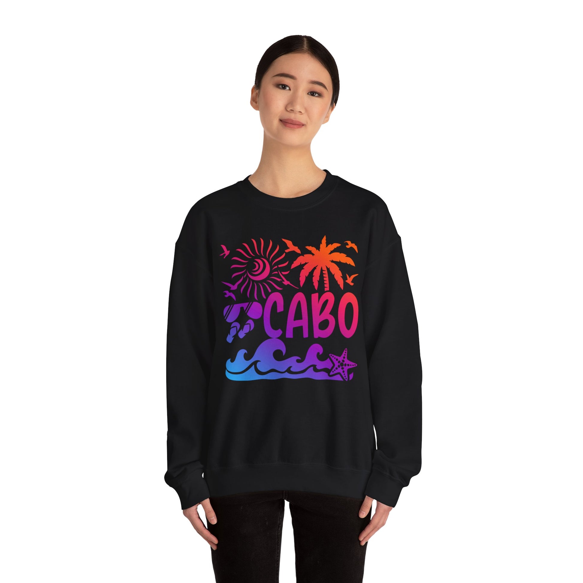 Cabo San Lucas Shirt - Tropical Sunset Palm Beach Vacation Graphic Tee Sweatshirt - View 4 - Best Cruise Shirts
