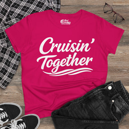 Cruisin Together Group Unity Shirt with Bold Script and Wave Design Ladies Tee - View 24 - Best Cruise Shirts