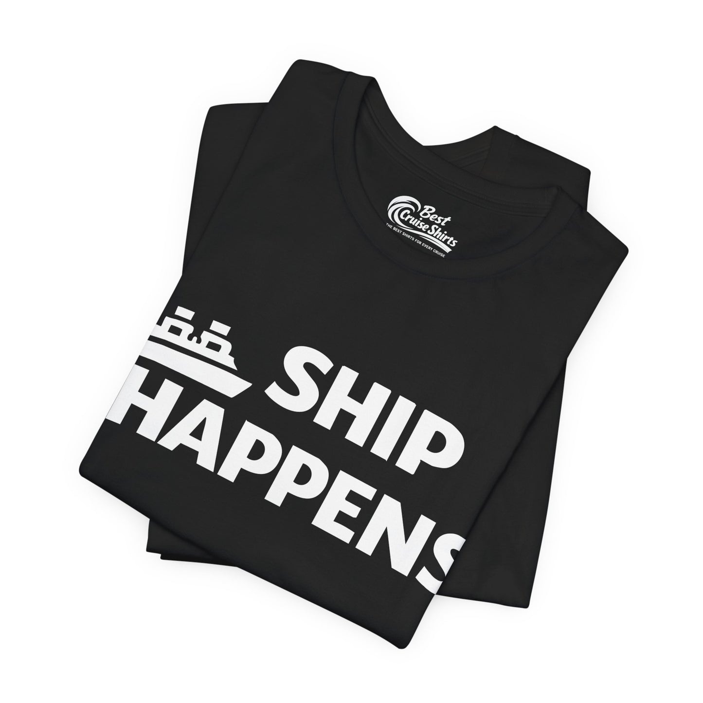 Ship Happens Funny Cruise Shirt With Bold Graphic Ship Pun Design Premium Tee - View 3 - Best Cruise Shirts
