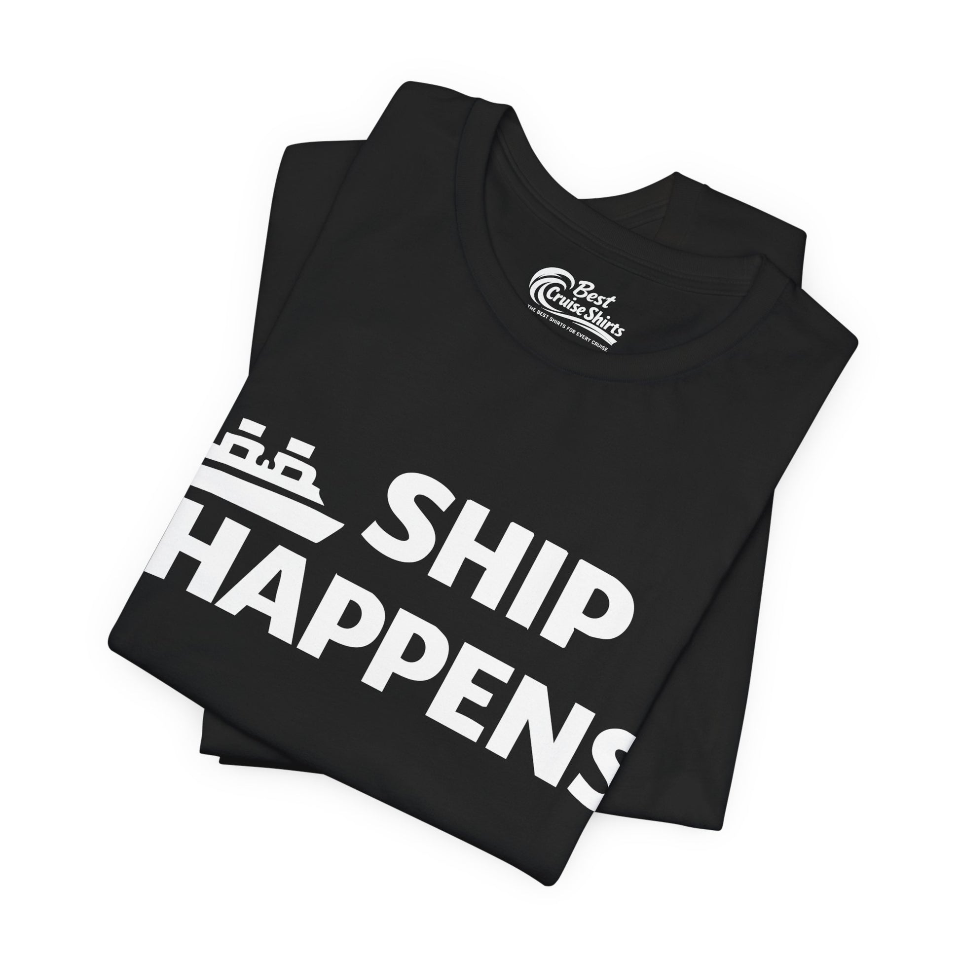 Ship Happens Funny Cruise Shirt With Bold Graphic Ship Pun Design Premium Tee - View 3 - Best Cruise Shirts