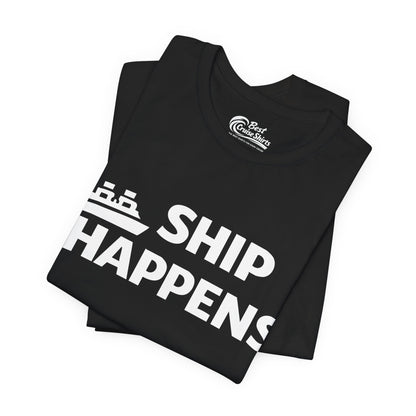 Ship Happens Funny Cruise Shirt With Bold Graphic Ship Pun Design Premium Tee - View 3 - Best Cruise Shirts