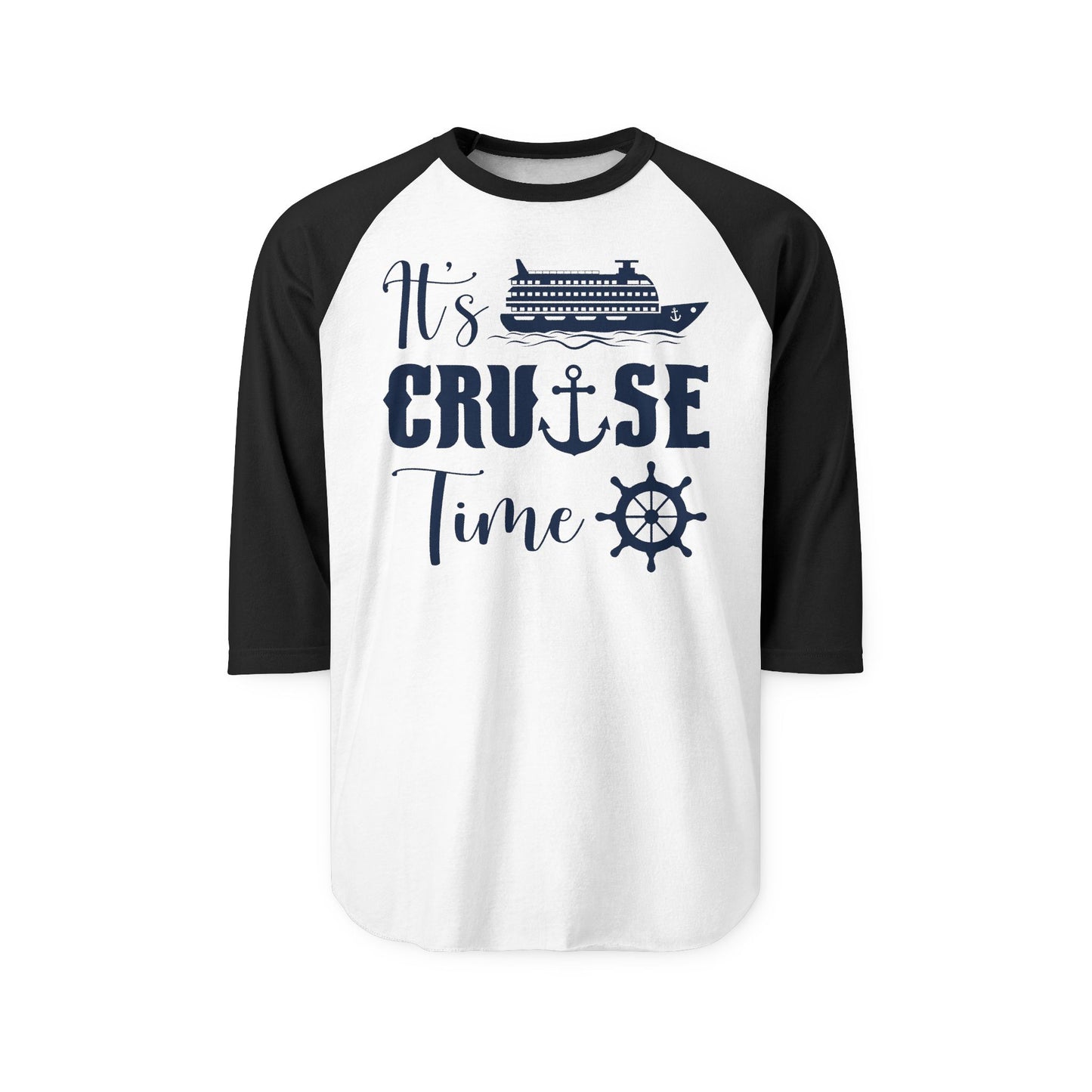 It’s Cruise Time Shirt - Nautical Ship Anchor Wheel Bold Graphic 3/4 Sleeve - View 5 - Best Cruise Shirts