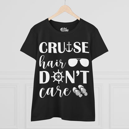 Cruise Hair Don't Care Shirt - Nautical Icons Summer Vacation Tee Ladies Tee - View 3 - Best Cruise Shirts