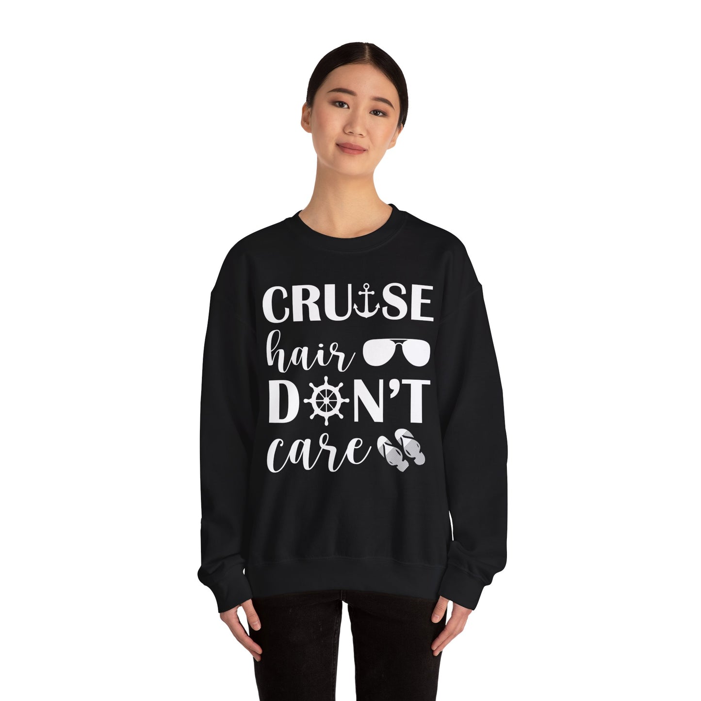 Cruise Hair Don't Care Shirt - Nautical Icons Summer Vacation Tee Sweatshirt - View 4 - Best Cruise Shirts