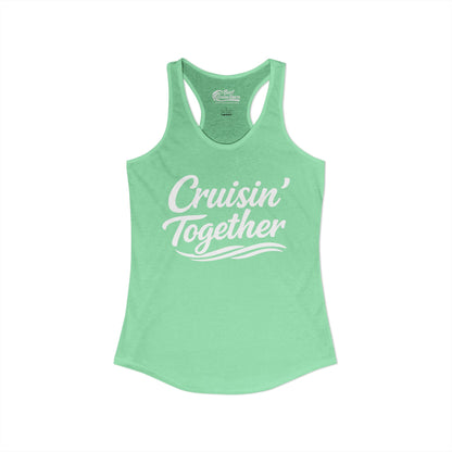 Cruisin Together Group Unity Shirt with Bold Script and Wave Design Ladies Tank - View 4 - Best Cruise Shirts