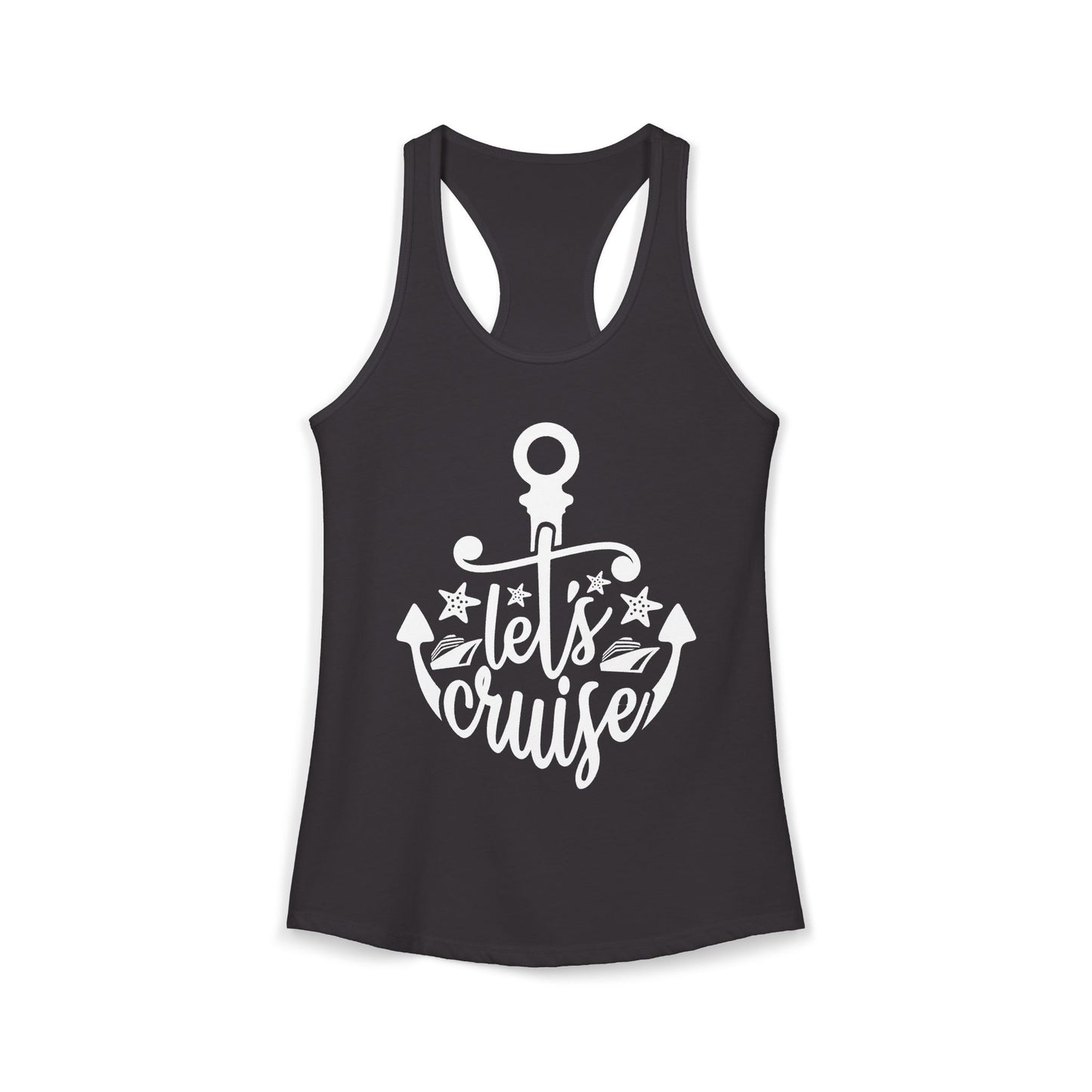 Let's Cruise Shirt - Nautical Anchor and Cruise Ship Stars Design Tee Ladies Tank - Best Cruise Shirts