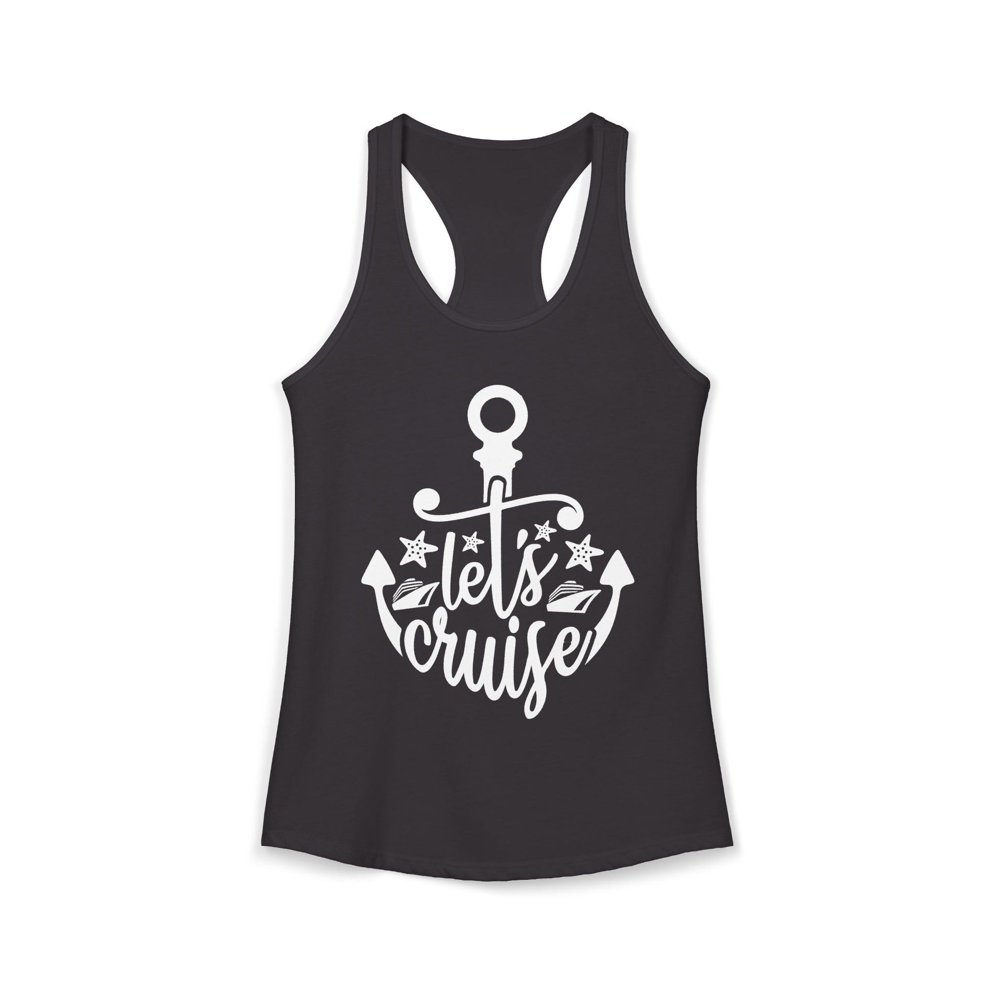 Let's Cruise Shirt - Nautical Anchor and Cruise Ship Stars Design Tee Ladies Tank - Best Cruise Shirts