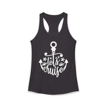 Let's Cruise Shirt - Nautical Anchor and Cruise Ship Stars Design Tee Ladies Tank - Best Cruise Shirts