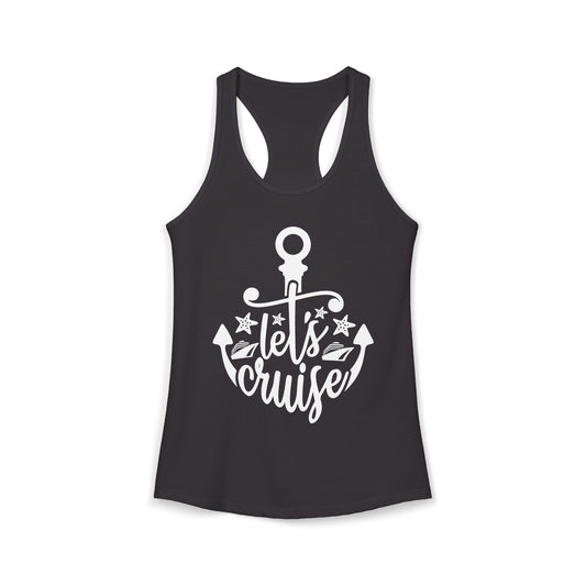 Let's Cruise Shirt - Nautical Anchor and Cruise Ship Stars Design Tee Ladies Tank - Best Cruise Shirts