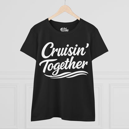 Cruisin Together Group Unity Shirt with Bold Script and Wave Design Ladies Tee - View 11 - Best Cruise Shirts