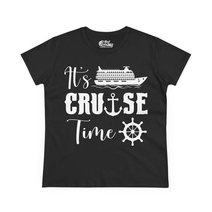 It’s Cruise Time Shirt - Nautical Ship Anchor Wheel Bold Graphic Ladies Tee - View 2 - Best Cruise Shirts