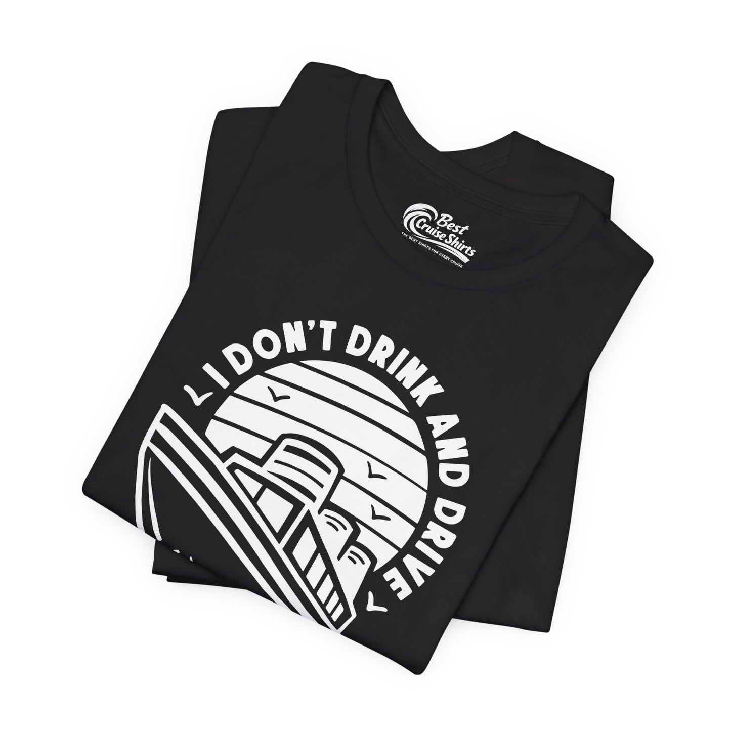 I Sip and Cruise Funny Cruise Drinking Shirt with Ship Illustration Premium Tee - View 3 - Best Cruise Shirts