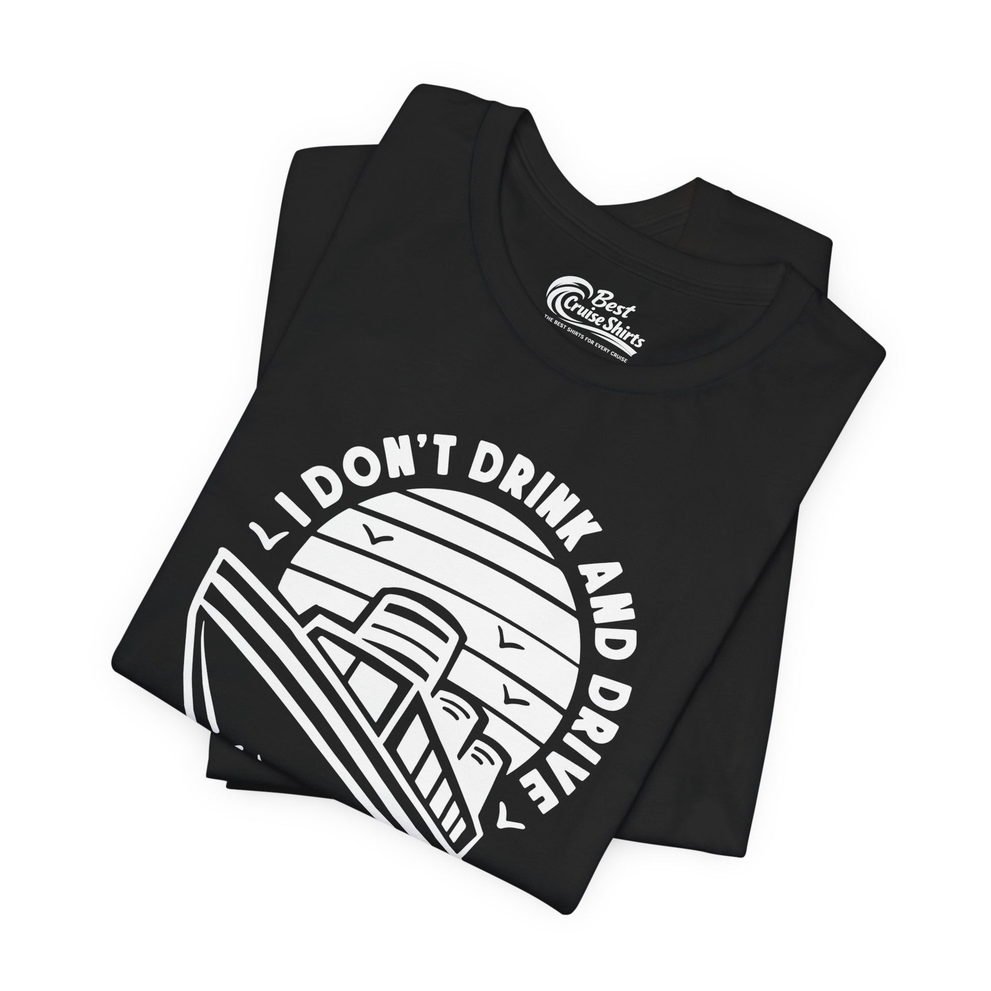 I Sip and Cruise Funny Cruise Drinking Shirt with Ship Illustration Premium Tee - View 3 - Best Cruise Shirts
