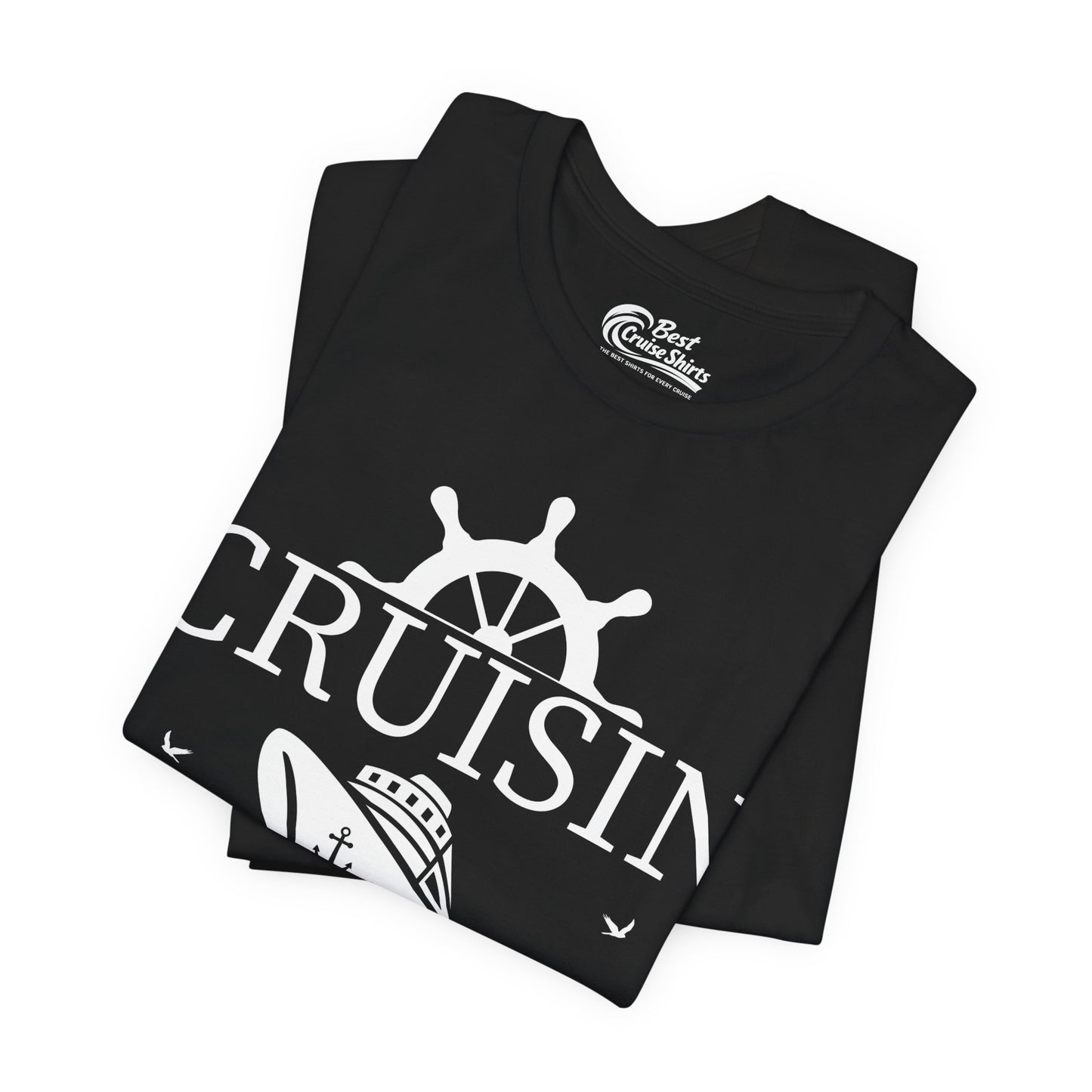 Cruisin Vibes Nautical Ocean Adventure Shirt - Bold Line Art Design Premium Tee - View 3 - Best Cruise Shirts