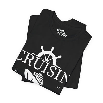 Cruisin Vibes Nautical Ocean Adventure Shirt - Bold Line Art Design Premium Tee - View 3 - Best Cruise Shirts