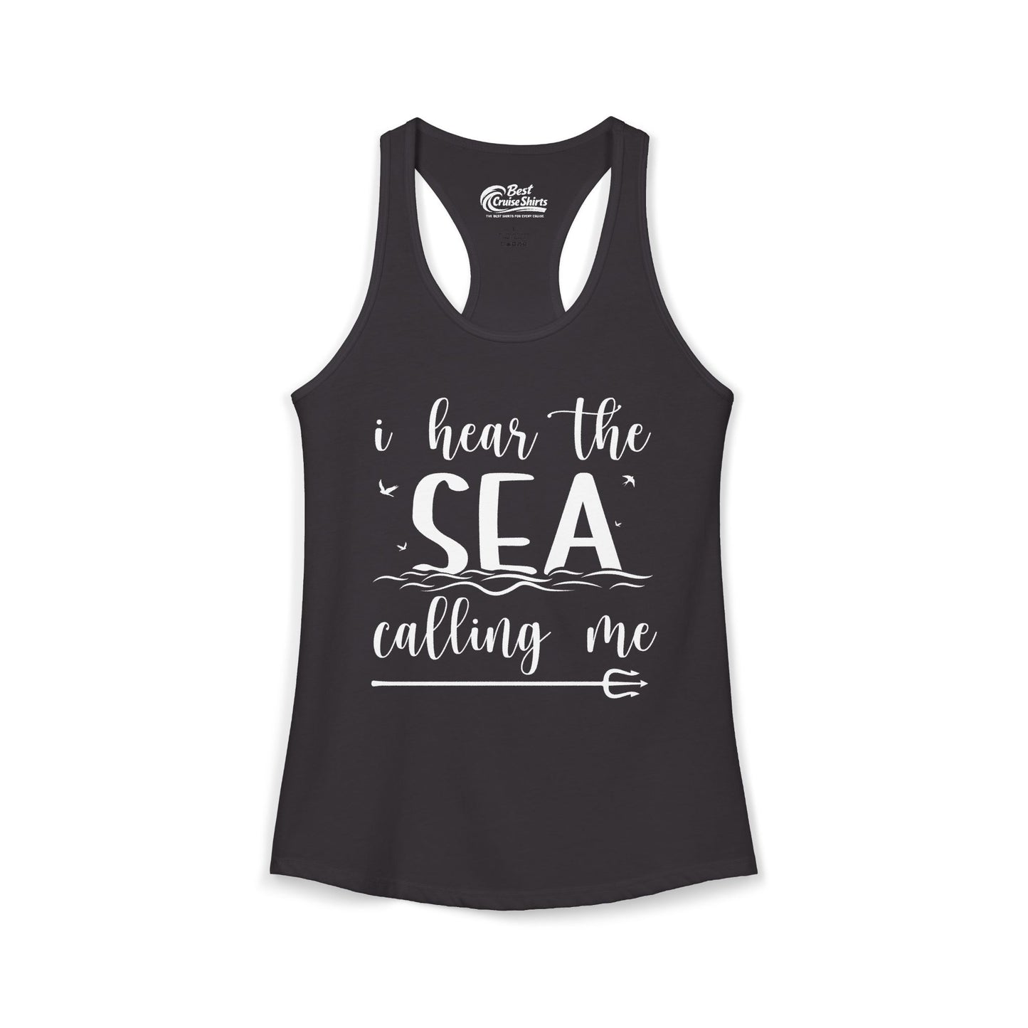 Sea Calling Nautical Beach Quote Shirt With Waves And Birds Art Ladies Tank - Best Cruise Shirts