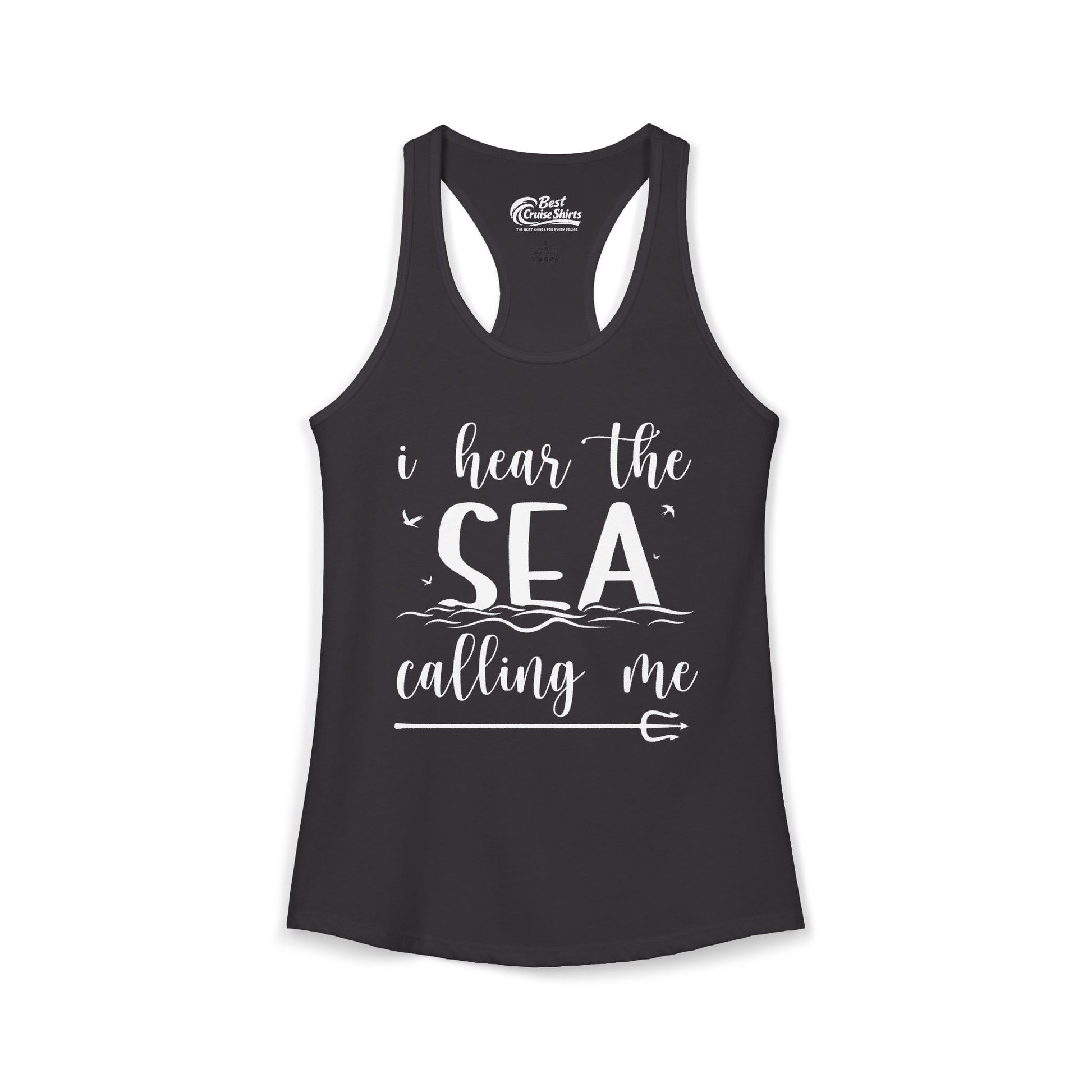 Sea Calling Nautical Beach Quote Shirt With Waves And Birds Art Ladies Tank - Best Cruise Shirts
