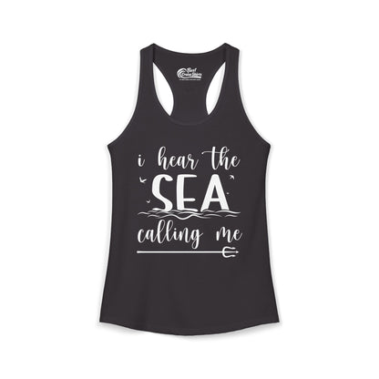 Sea Calling Nautical Beach Quote Shirt With Waves And Birds Art Ladies Tank - Best Cruise Shirts