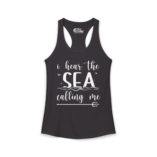 Sea Calling Nautical Beach Quote Shirt With Waves And Birds Art Ladies Tank - Best Cruise Shirts