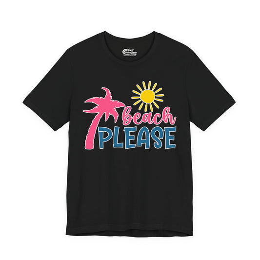 Beach Please Shirt - Tropical Palm Tree and Sun Funny Summer Tee Premium Tee - Best Cruise Shirts