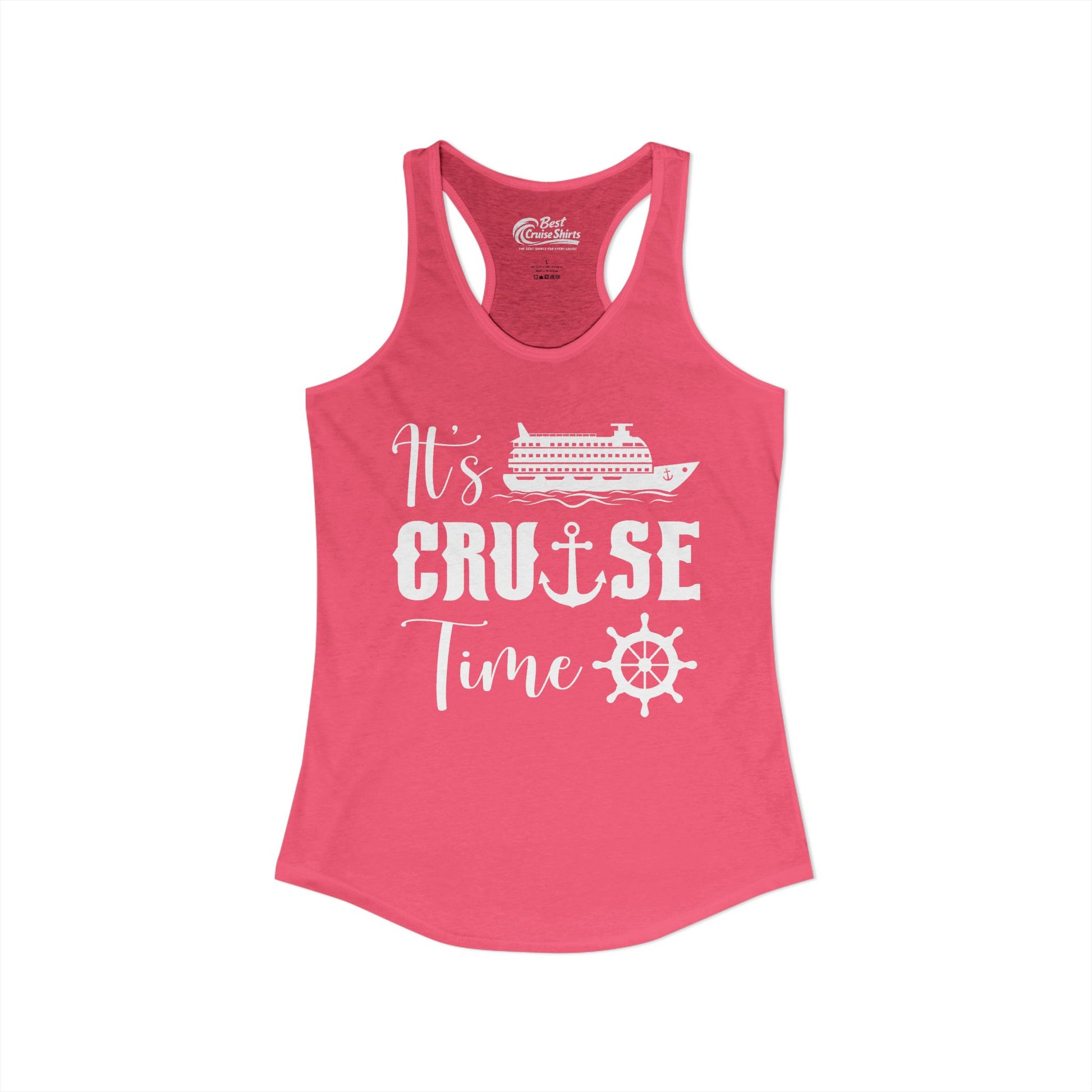 It’s Cruise Time Shirt - Nautical Ship Anchor Wheel Bold Graphic Ladies Tank - View 34 - Best Cruise Shirts