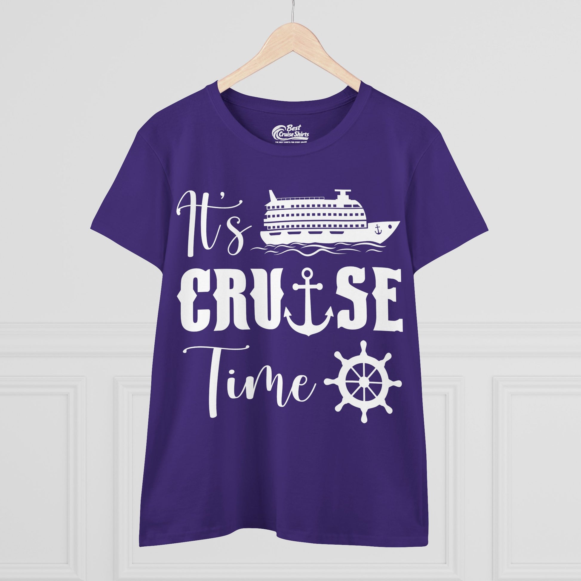 It’s Cruise Time Shirt - Nautical Ship Anchor Wheel Bold Graphic Ladies Tee - View 17 - Best Cruise Shirts