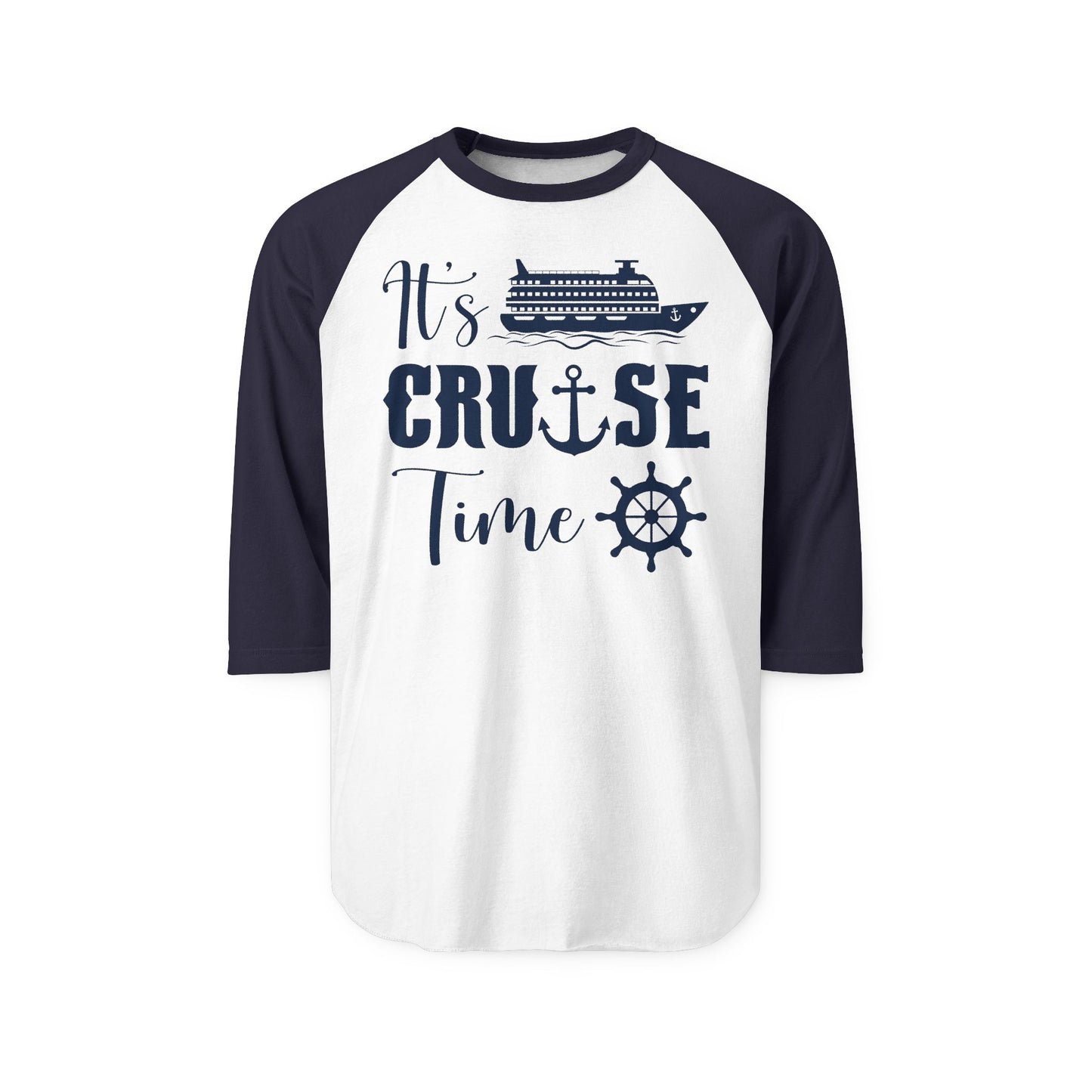 It’s Cruise Time Shirt - Nautical Ship Anchor Wheel Bold Graphic 3/4 Sleeve - View 6 - Best Cruise Shirts