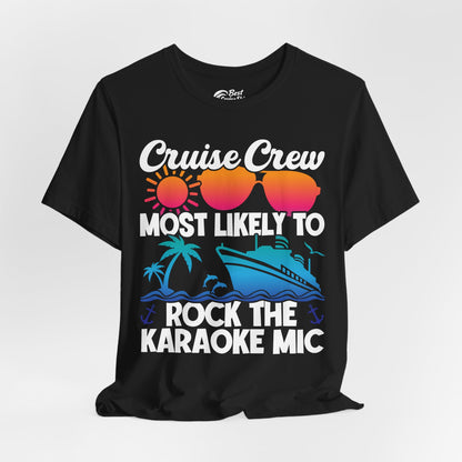 Cruise Crew Karaoke Party Shirt - Tropical Sunset Sunglasses Design Premium Tee - View 4 - Best Cruise Shirts