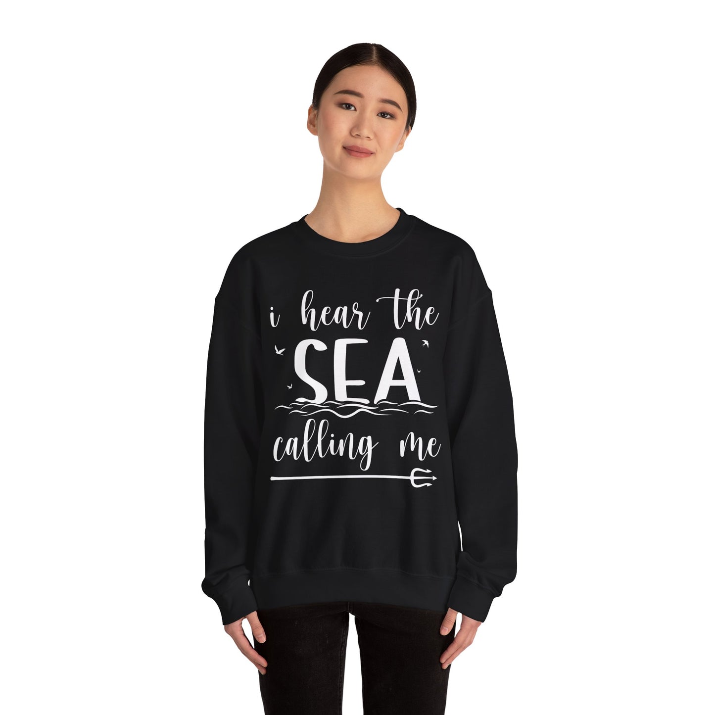 Sea Calling Nautical Beach Quote Shirt With Waves And Birds Art Sweatshirt - View 4 - Best Cruise Shirts