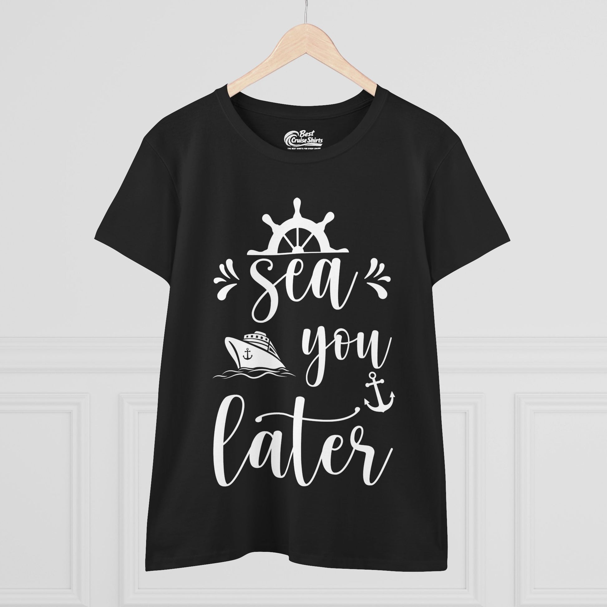 Sea You Later Nautical Cruise Shirt - Cruise Ship Anchor Pun Apparel Ladies Tee - View 3 - Best Cruise Shirts