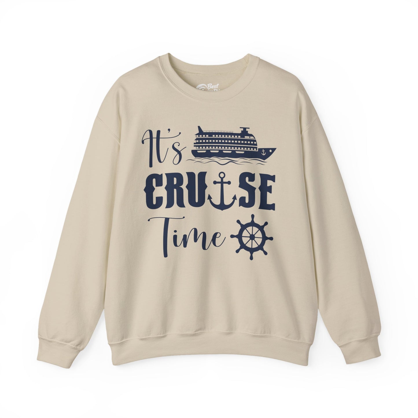 It’s Cruise Time Shirt - Nautical Ship Anchor Wheel Bold Graphic Sweatshirt - View 4 - Best Cruise Shirts
