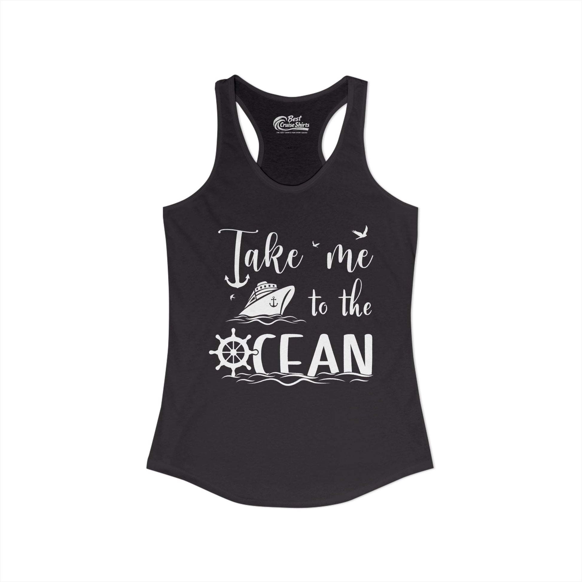 Take Me to the Ocean Nautical Cruise Ship Anchor Wheel Shirt Ladies Tank - View 2 - Best Cruise Shirts