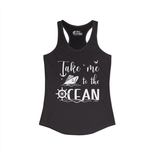 Take Me to the Ocean Nautical Cruise Ship Anchor Wheel Shirt Ladies Tank - View 2 - Best Cruise Shirts