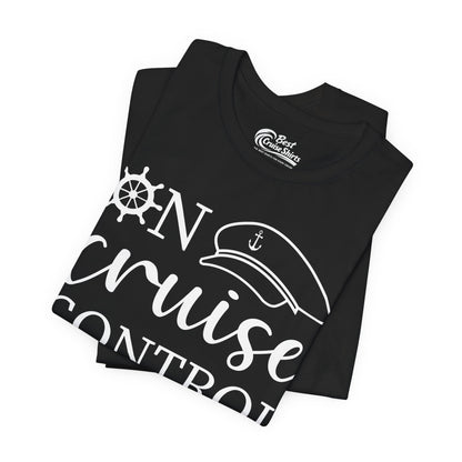 On Cruise Control Shirt - Nautical Captain Hat and Ship Wheel Design Premium Tee - View 3 - Best Cruise Shirts