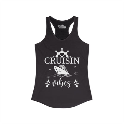 Cruisin Vibes Nautical Ocean Adventure Shirt - Bold Line Art Design Ladies Tank - View 2 - Best Cruise Shirts