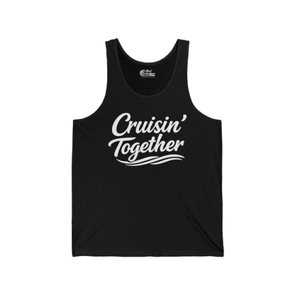 Cruisin Together Group Unity Shirt with Bold Script and Wave Design Tank Top - View 3 - Best Cruise Shirts