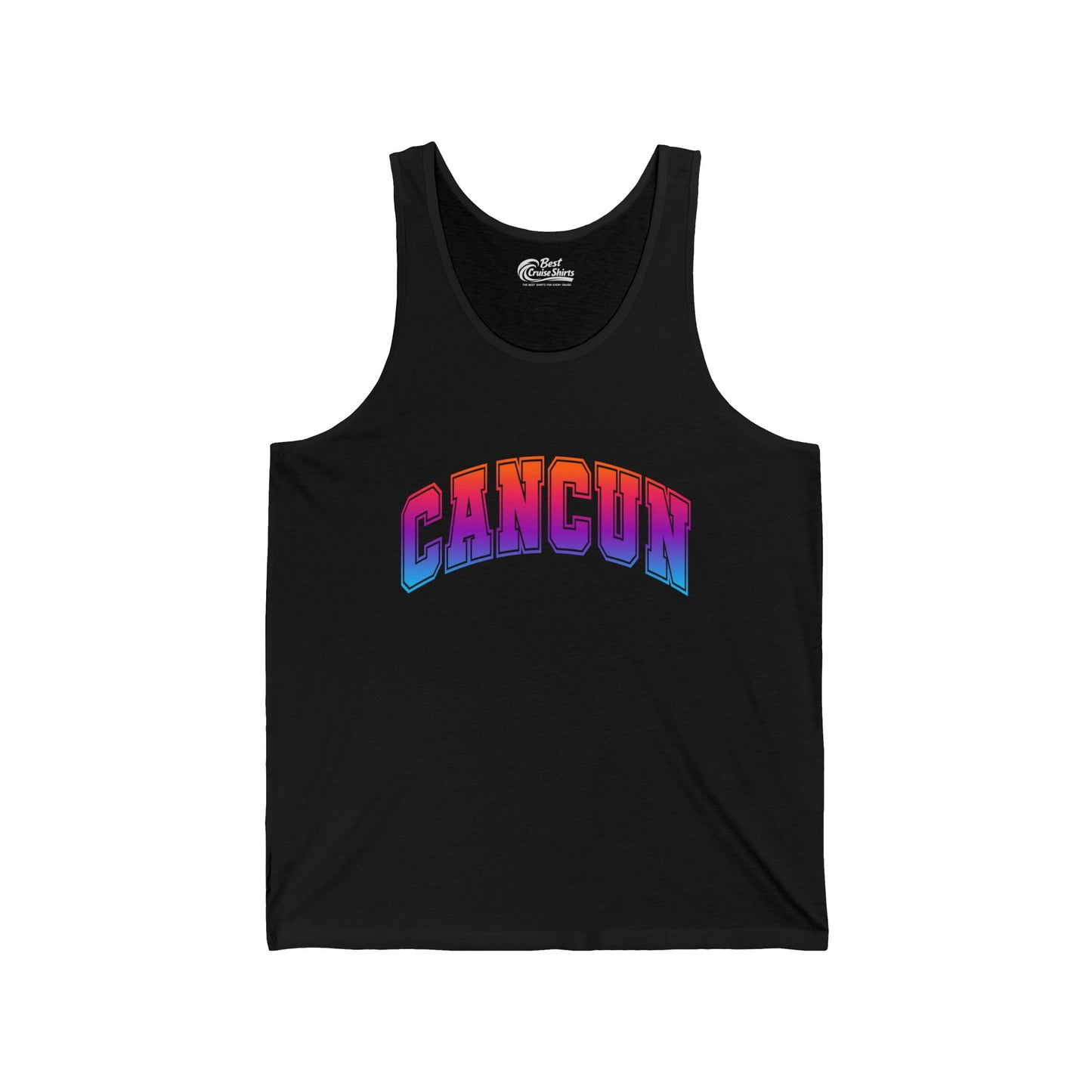 Cancun Mexico Bold Collegiate Style Shirt - Colorful Gradient Spring Break Tank Top - Best Cruise Shirts