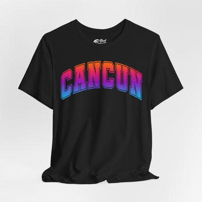 Cancun Mexico Bold Collegiate Style Shirt - Colorful Gradient Spring Break Premium Tee - View 4 - Best Cruise Shirts